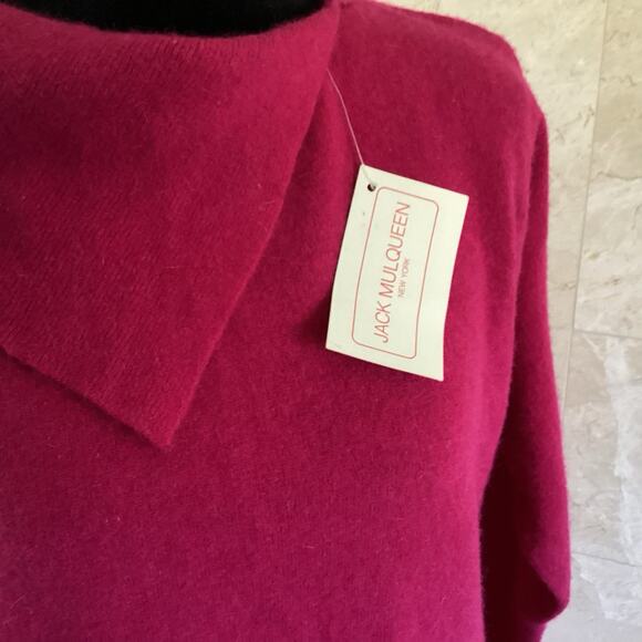 VTG 80s Fuchsia Lambswool Angora Sweater Dress - M, Holiday Soap Opera Glam, NWT - Picture 8 of 11